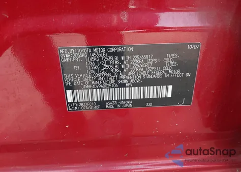 2010 Toyota Rav4 из США, поврежденный, VIN JTMBF4DV9AD025106